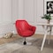 Manhattan Comfort Caisson Faux Leather Swivel Accent Chair in Red and Polished Chrome AC028-RD - alternate 2